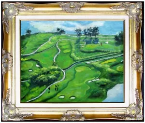 Framed, Impression Mistwood Golf Course, Hand Painted Oil Painting, 16x20in - Picture 1 of 4