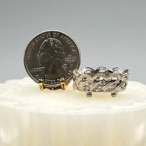 E KUPJACK Artisan STERLING SILVER Pierced Fruit Basket #357 MINIATURE DOLLHOUSE - Picture 1 of 16