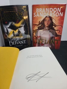 Brandon Sanderson SIGNED x2 BOOK Defiant US UK 1ST ED Hardcover SKYWARD HCDJ NEW - Picture 1 of 16