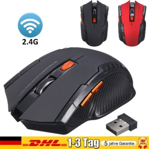PC Maus Kabellos USB Wireless Mouse Computer Notebook Laptop Funk 2.4Ghz - Afbeelding 1 van 7
