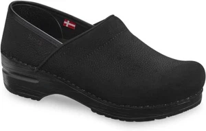 Sanita Men's Pro Textured Clogs Shoes Oiled Leather Black 41 EU/ 7 US (M) - Picture 1 of 4