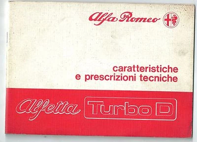 1979-81 ALFA ROMEO ALFETTA 2.0 Turbo Diesel manuale caratteristiche tecniche - Immagine 1 di 2
