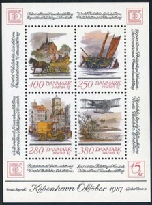 Denmark 791 ad, MNH. Mi 878-881 Bl.6. HAFNIA-1987. Holstein carriage, Iceboat, - Picture 1 of 1