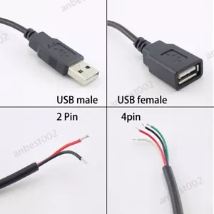 5x 2 4 Pin 5V USB 2.0 Power Supply Cable Male Wire Female Jack Charging Wire - Picture 1 of 9