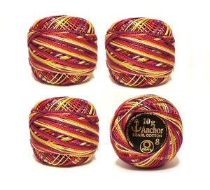 3 Pearl Cotton Crochet Balls Size No 8 Thread, 85 Meters variegated multi thread - Picture 1 of 3