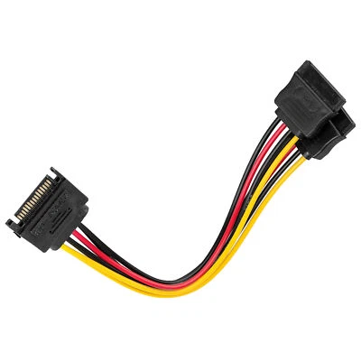 SATA Power Splitter Cable Male to 2 Female HDD CD Drive 15pin 12V DC Supply Wire - Image 1 of 4