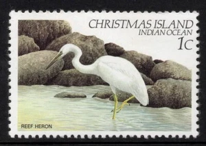 CHRISTMAS ISLAND 1982-83 BIRDS 1c " REEF HERON " STAMP MNH. - Picture 1 of 2