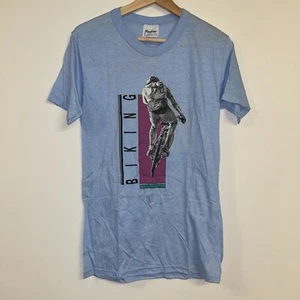 Vintage 1980’s Biking T-Shirt, Deadstock NWT, Stedman Tag, Size Medium - Picture 1 of 3