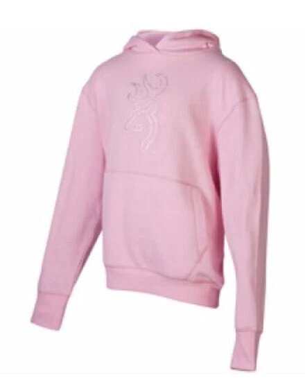BROWNING BUCKMARK LIGHT PINK HOODIE BLING SWEATSHIRT YOUTH MEDIUM BRAND NEW - Image 1 of 1