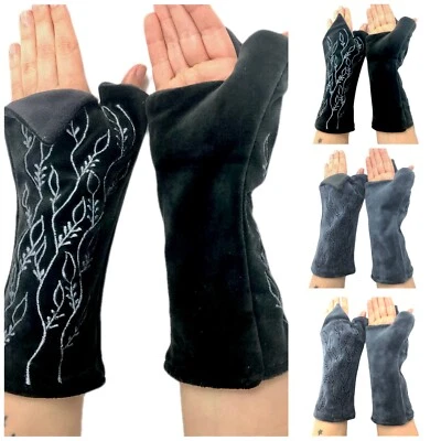 Stulpen Armstulpen Pulswärmer Nicki Daumen Bestickung gefüttert Fleece 24 cm - Bild 1 von 4