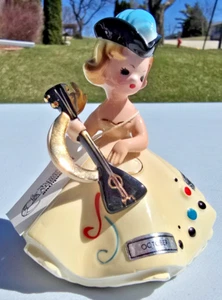 Josef Originals 1963 Cumpleaños Muñeca del Mes Octubre Figura Ojos Negros - Imagen 1 de 14