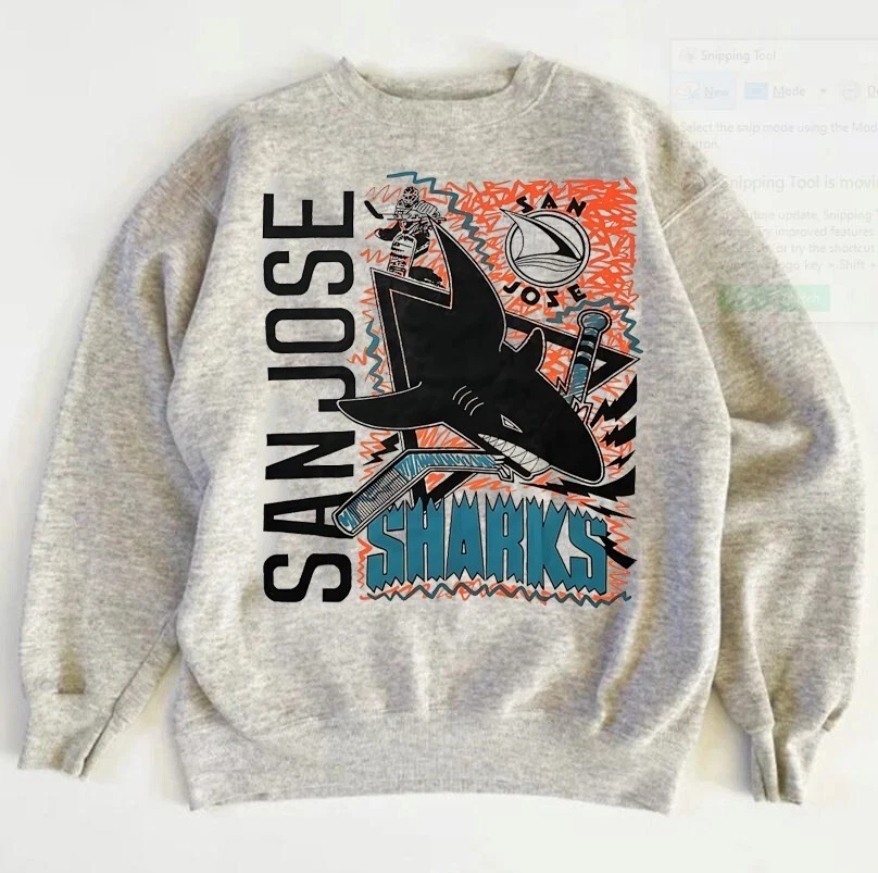 NHL San Jose Sharks graphic ash retro Sweatshirt unisex men women KV11528 - Image 1 of 1