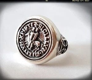ANILLO TEMPLARIO SELLO CRUZ TEMPLARIA PLATA SILVER TEMPLARIO TEMPLE - Picture 1 of 5