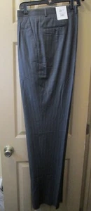 NEW SZ 45W ANGELO ROSSI CHARCOAL GRAY W/ STRIPE PLEAT FRONT DRESS PANT EUC - Picture 1 of 6