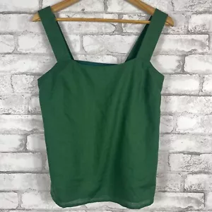 J.CREW FACTORY NWD Linen-Blend Squareneck Green Tank Top SMALL CA205 - Picture 1 of 5