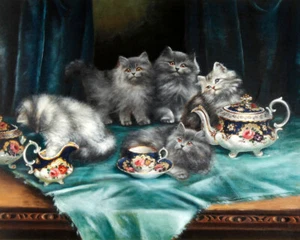 5 cute persian cats Oil painting Giclee Art Printed on canvas L2867 - Picture 1 of 6