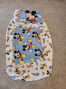 Vtg USA DISNEY Mickey Mouse Twin Bedsheet Set Fitted Flat Sheets Pillowcase - Picture 1 of 9