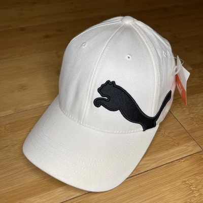 Puma FlexFit White Wave Big-Logo Golf Stretch OSFA Flex Fitted Hat Cap Unused - Изображение 1 из 4