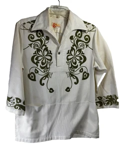 Iolani Men's 3/4 Sleeve Shirt - Size: Small - Color: White + Hawaii Symbols - Picture 1 of 5