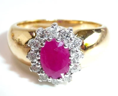 Ring 585 Gold 0.30 ct Diamanten 1.0 ct Rubin Gr: 54 änderbar 5,9gr - Bild 1 von 4