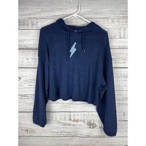 Wild Skye Blue Lightweight Hooded Top Lightening Bolt Soft Stretch Loungewear M - Picture 1 of 6