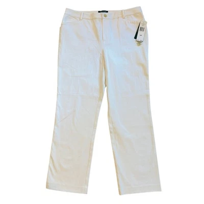 Pantalones Lauren Ralph Lauren Mujer Talla 14P Blanco Chino Catlin Elastizados Pierna Recta Foto 1 de 4
