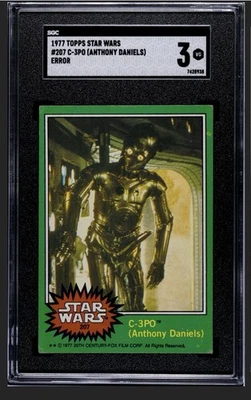 1977 Topps Star Wars C-3PO (Anthony Daniels) Error #207 - SGC 3 - Centered - Image 1 of 2