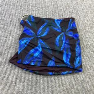 Louisa Ballou Skirt Womens Small Blue Black Floral Three Ring Mini Swim Cover Up - Picture 1 of 13