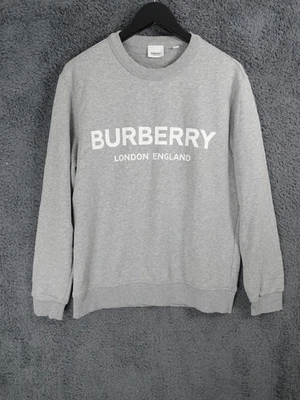 Burberry Jumper Sweatshirt Mens Small Grey Lanslow Spellout - Image 1 of 4