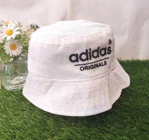 Vintage Adidas Bucket Hat - Festivals Holidays Summer Sun - White - Picture 1 of 5