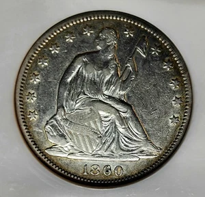 Choice 1860-P Seated Liberty Half Dollar 50c NGC XF-40, Low Mintage !!! - Picture 1 of 4