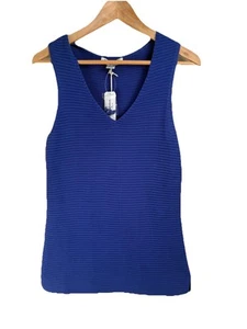 NWT Tommy Bahama Bonita Ottoman V-Neck Tank - Bold Blue- S Beach Hawaii Resort - Picture 1 of 10