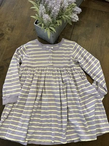 Hanna Anderson Girls Purple & Yellow Striped Girls Size 4 (100) Cotton Dress - Picture 1 of 9