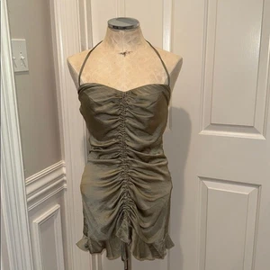 Minivestido de satén PRINCESA POLLY Jada. Talla US 6 Vestido de Fiesta Acanalado Cuello Halter - Imagen 1 de 8