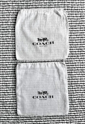 Juego de 2 bolsas COACH con cordón de tela de lino cubierta antipolvo de 8" x 8" billetera joyería talla Foto 1 de 4