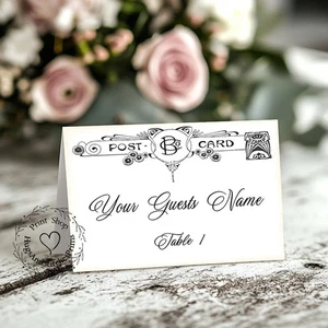 VINTAGE STYLE POSTCARD TENT STYLE WEDDING PLACE CARDS or TABLE CARDS #324 - Picture 1 of 9