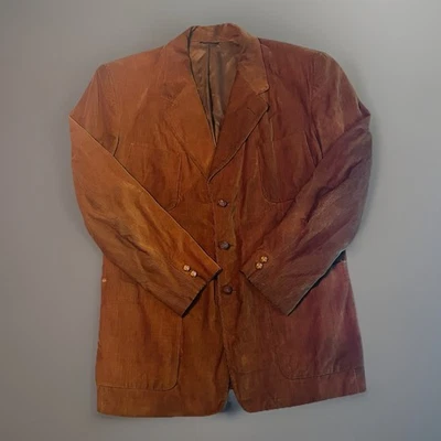 Chaqueta Blazer Vintage Pana Marrón Parche Bolsillo 3-Btn Para Hombre/Unisex Mediana Foto 1 de 4