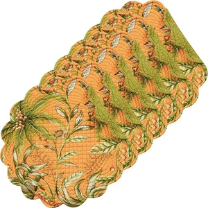 Barbados Sonnenuntergang Baumwolle gesteppt rund wendbar Tischsets 6er Set, 17" - Bild 1 von 3