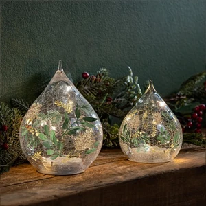 Shades of Green LED Table D?cor Glass Teardrop, Set of 2 - Picture 1 of 5
