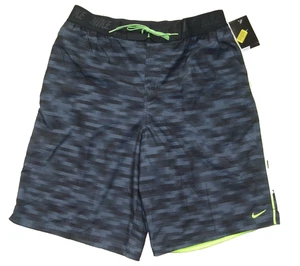 New Mens XL Waist 36 38 inches Nike Swim Trunks Shorts swimwear Black gray - Picture 1 of 3
