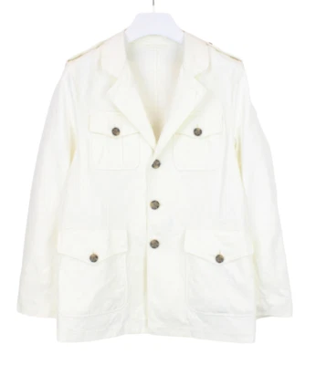SUITSUPPLY Military Jacket Men's UK 38 Overshirt Linen Blend Button Up White - Image 1 of 4