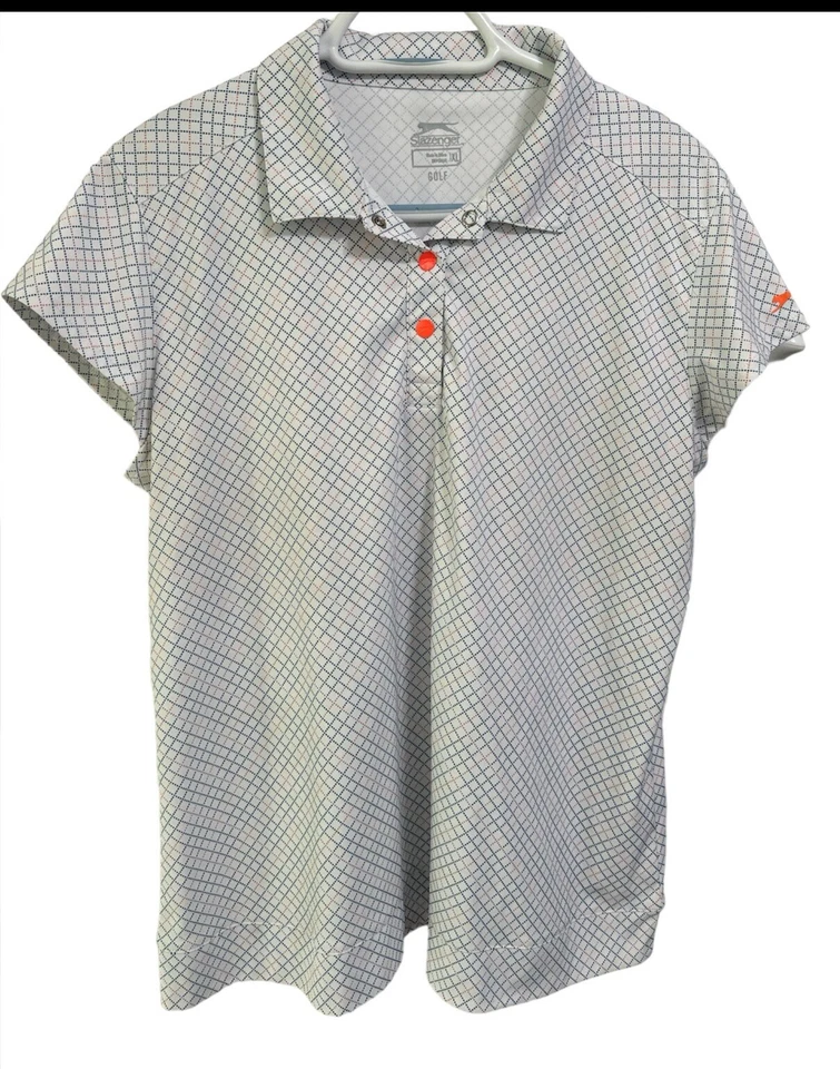 Slazenger Mujer Talla XL Golf Gorra Manga Polo Top Ventana Cuadros Estampado A Presión Foto 1 de 4