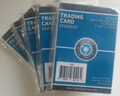 (50) CSP White Card Dividers Card Protector 10ct Pkgs 2 11/16x3 13/16 NIP Foto 1 de 2