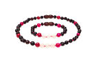 Baltic Amber Necklace and Bracelet Made With Unpolished Cherry & Gemstones