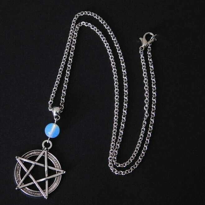 Elegante Collar Estrella Pentagrama Opalita Dijes de Plata de Ley 925 Nuevo Moda Foto 1 de 1