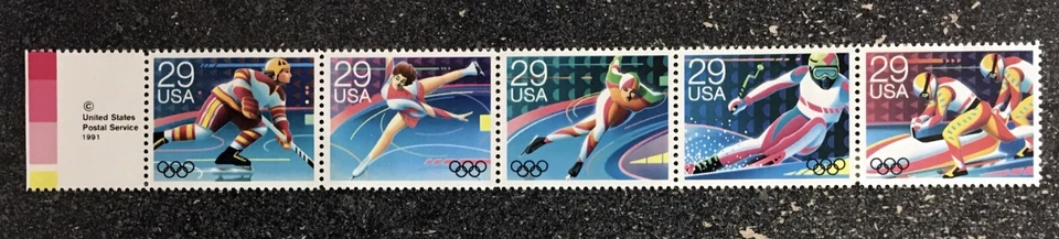 USA1992 #2611-2615a 29c Winter Olympics - Copyright Strip of 5  Mint NH - Image 1 of 1