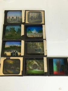 Vintage magische Laterne Glasdias 9 Pres McKinley Beerdigung Triumphbrücke Milburn - Bild 1 von 12