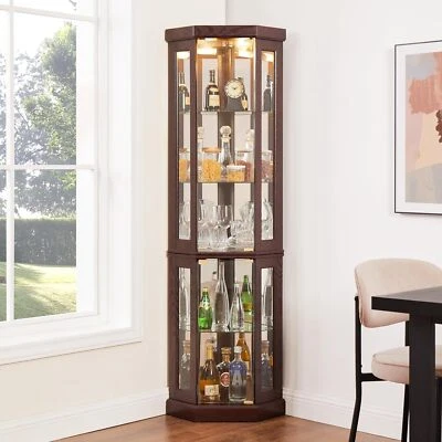 69"H Glass Display Cabinet, Lighted Corner Cabinet Toy Rase w/Adjustable Shelves - Image 1 of 4
