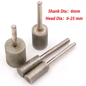 6-25 mm Diamond Coated Grinding Head Cylinder Burr Bits for Dremel Rotary Tools - Picture 1 of 4