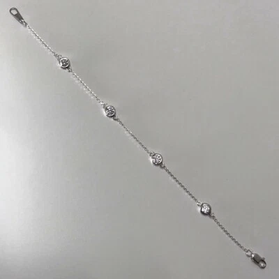 Brazalete de 4 estaciones de diamantes de 0,80 quilates por yarda de oro macizo de 14 k F/100 % NATURAL Foto 1 de 4